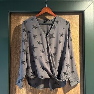 Rails Hillary Gray Star Patterned Wrap Women's Top